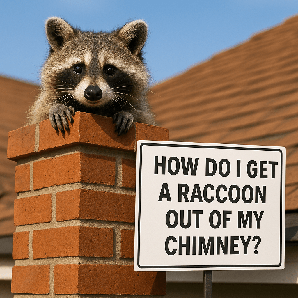 Raccoon in a chimney
