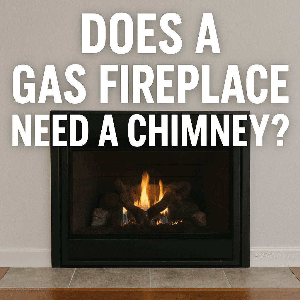 Gas fireplace with a chimney