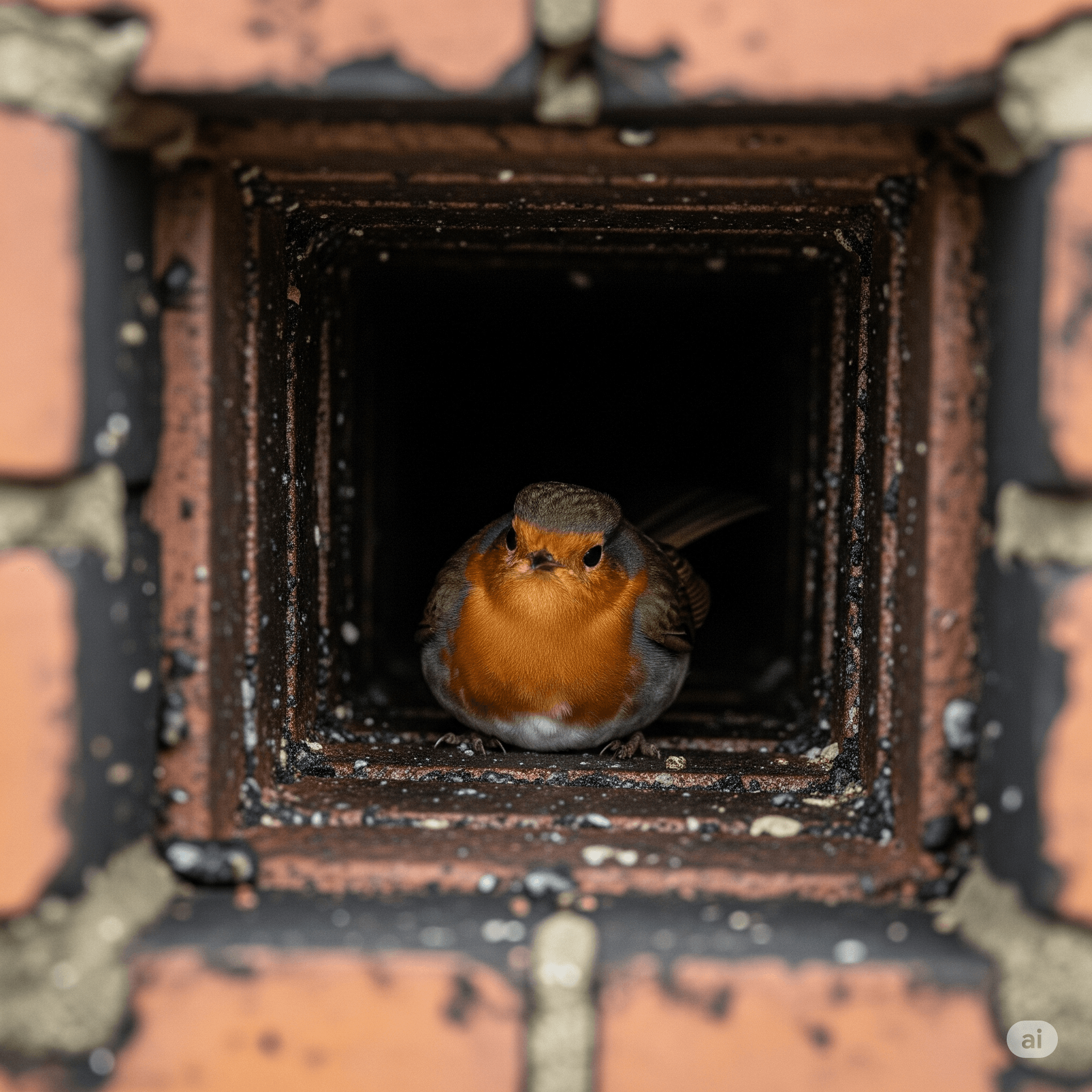 Bird stuck in a chimney