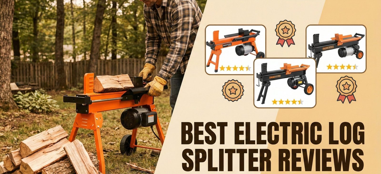 Electric log splitter operating in a garage environment