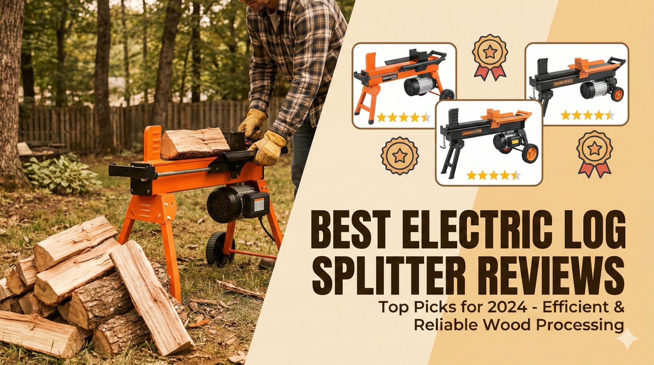 Electric log splitter operating in a garage environment