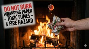 Dangers of burning wrapping paper in fireplace