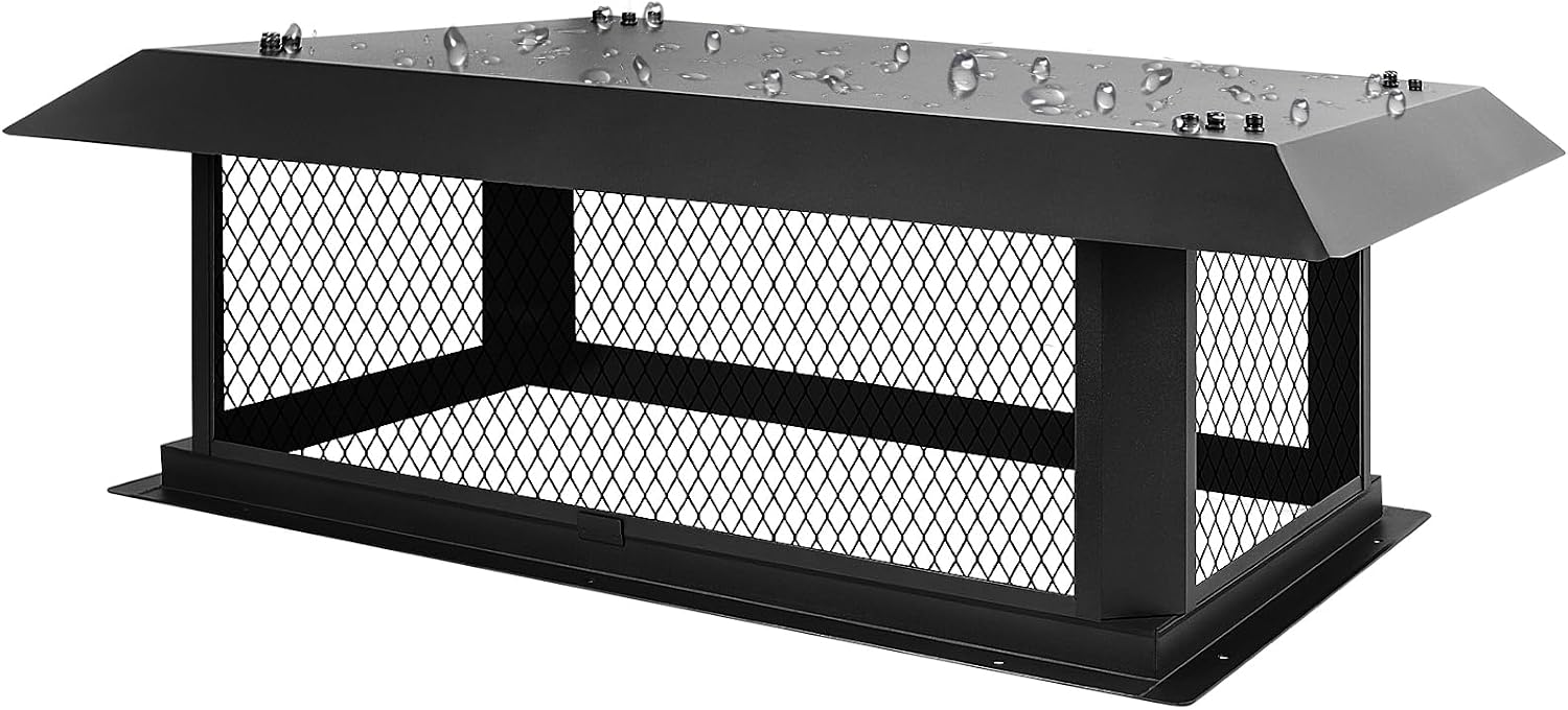 CLLOMAGY 17 by 29 inch black galvanized steel multi-flue chimney cap