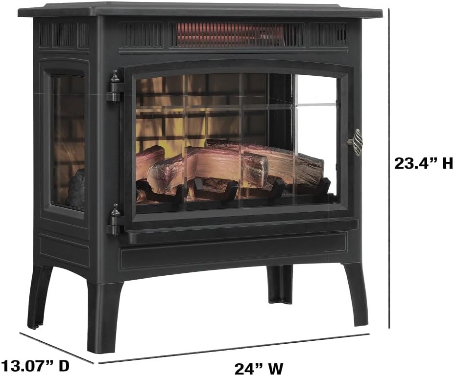Duraflame 3D infrared electric fireplace stove features