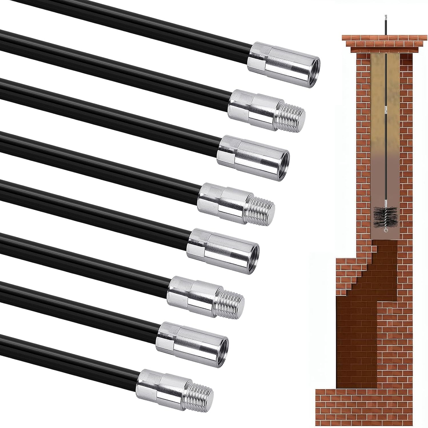 MADHOLLY eight-piece 24FT fiberglass chimney cleaning rod set